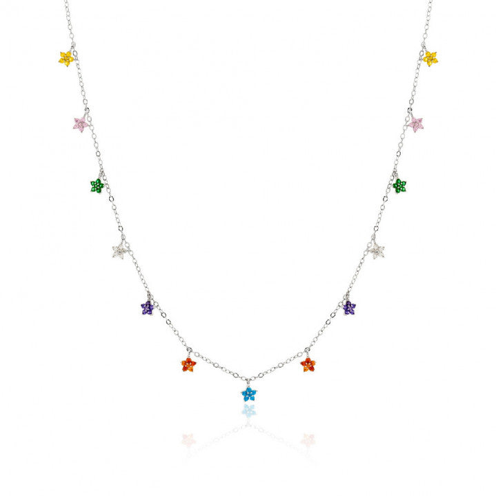 Gargantilla Plata Estrellas Circonitas Color