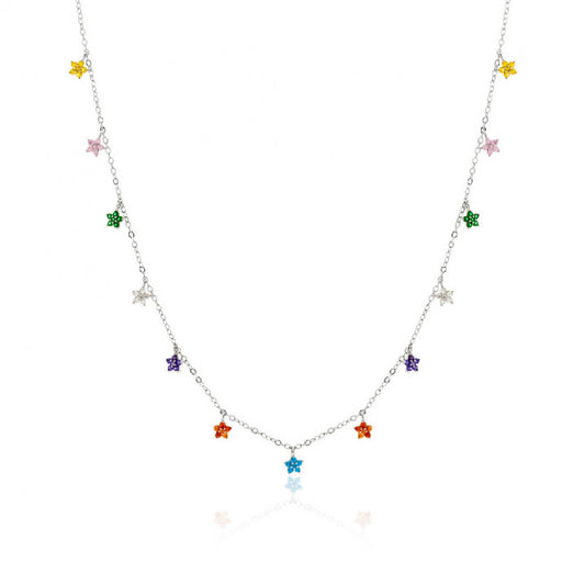 Gargantilla Plata Estrellas Circonitas Color