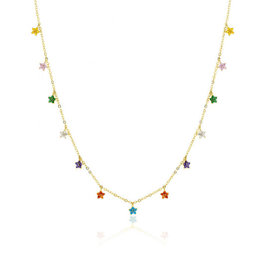 Gargantilla Plata Estrellas Circonitas Color dorado