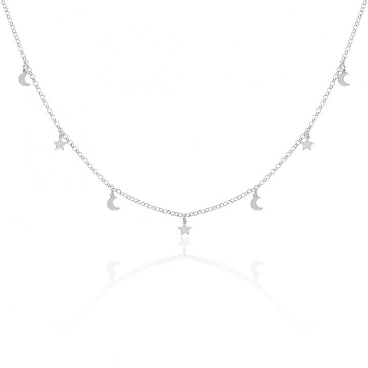 Gargantilla Plata Lunas y Estrellas