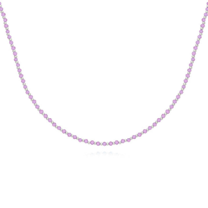 Gargantilla Plata Piedras Color rosa