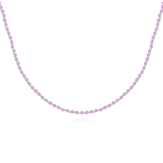Gargantilla Plata Piedras Color rosa