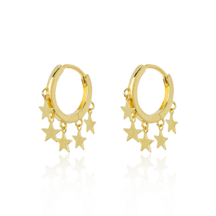 Pendientes de plata chapada aro estrellas
