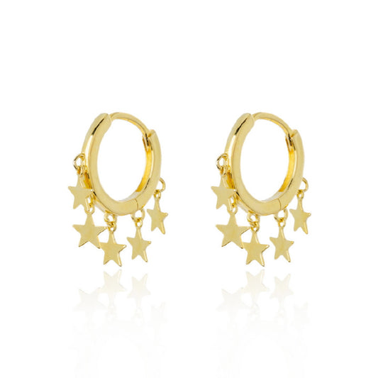 Pendientes de plata chapada aro estrellas