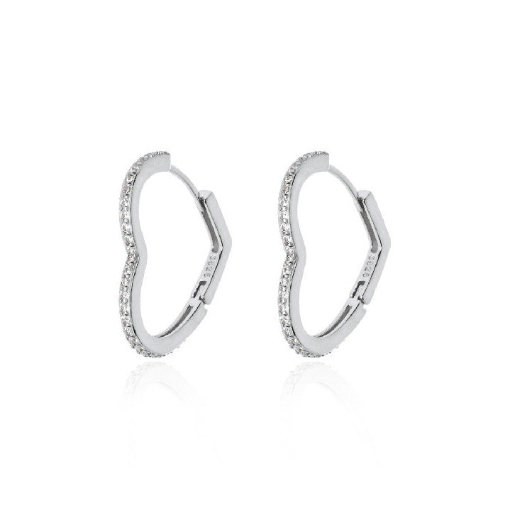 Pendientes de plata rodeada circonitas corazón