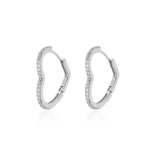 Pendientes de plata rodeada circonitas corazón