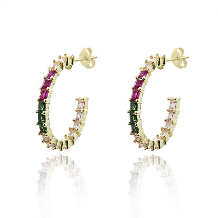 Pendientes Plata Aro Circonitas dorado