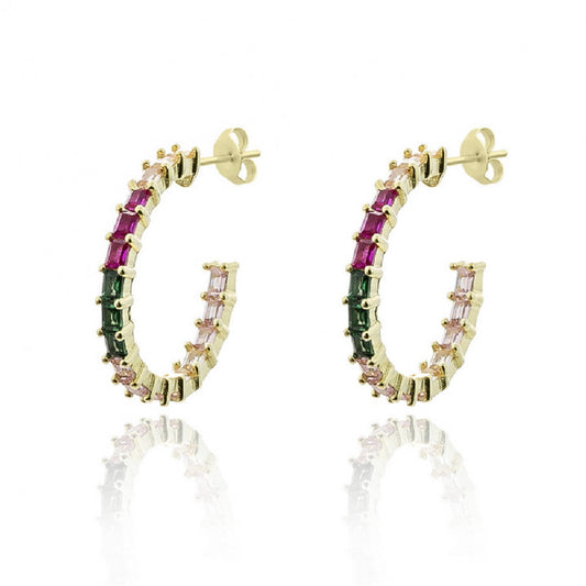 Pendientes Plata Aro Circonitas dorado