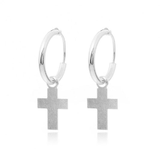 Pendientes Plata Aro Cruz