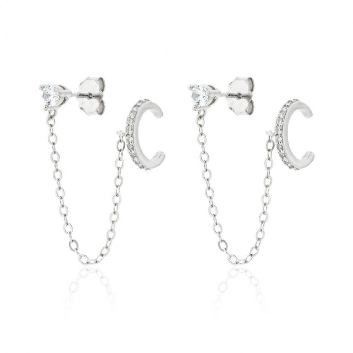 Pendientes Plata Cadena Luna