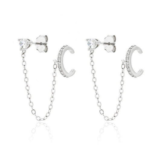 Pendientes Plata Cadena Luna