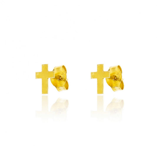 Pendientes Plata Cruz dorado