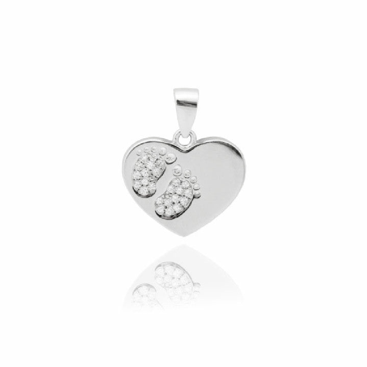 Colgante Plata Corazón Huellas