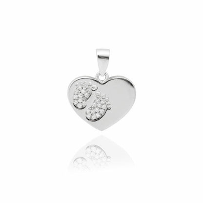 Colgante Plata Corazón Huellas
