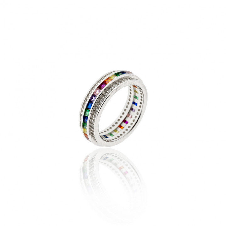 Sortija Plata Piedras Colores pequeño